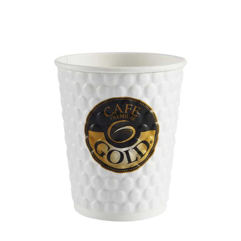 Vaso de papel libre de plástico para bebidas calientes de 12 oz en relieve